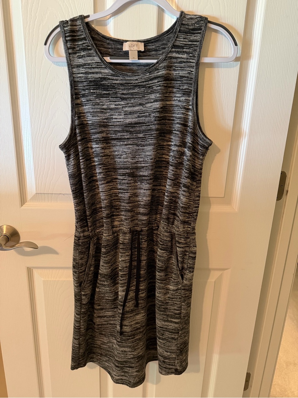 LOFT Charcoal and Heathered Gray Sleeveless Knit Dress